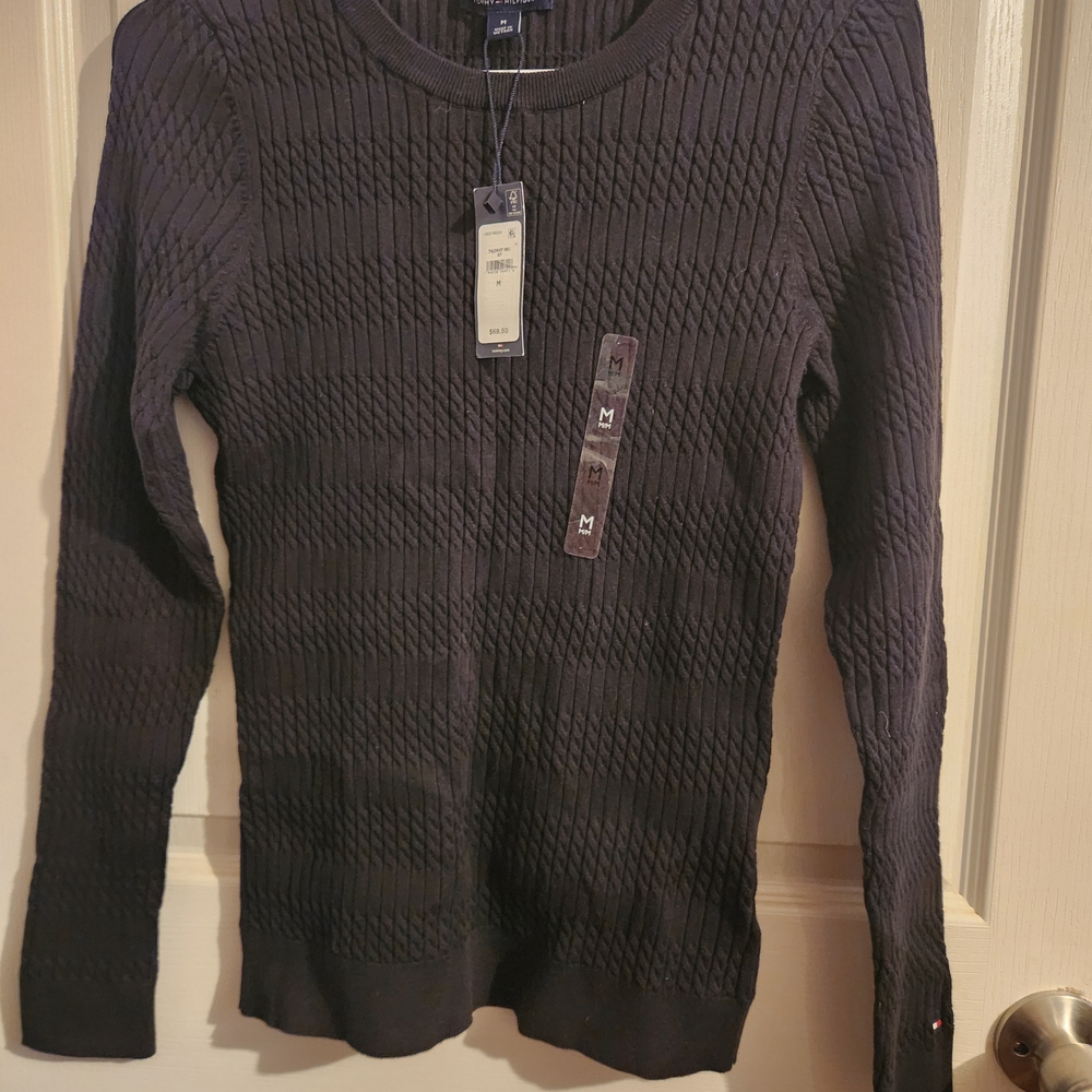 Black Textured Knit Sweater